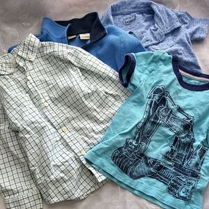 Boys 2T Shirt BUNDLE Of 4 Tops T-shirt Jacket Button Down Collared Shirt Blue